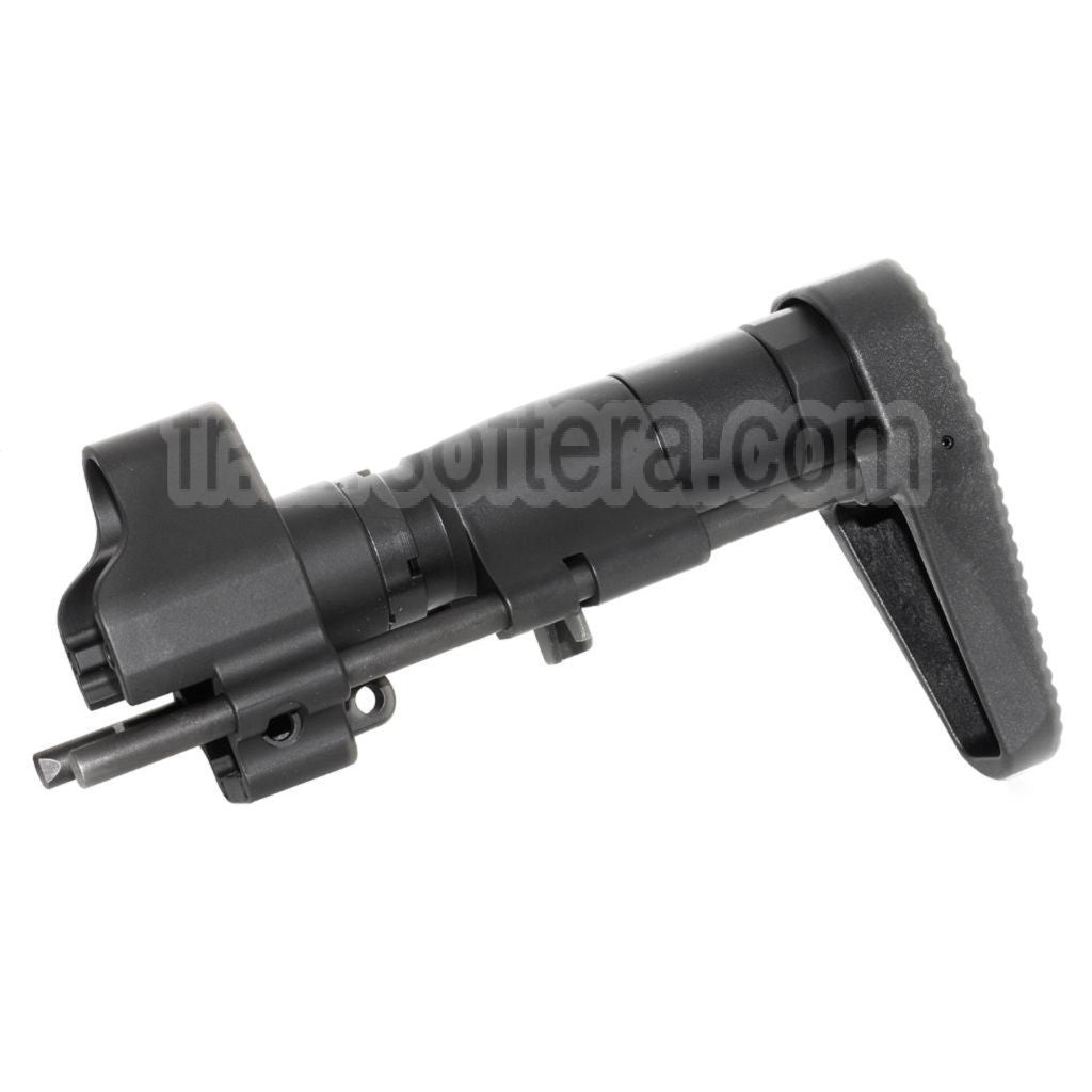 AirsoftEra CNC Aluminium Rétractable Crosse avec Adaptateur Convient pour CYMA Tokyo Marui MP5 Série AEG Fusil Noir