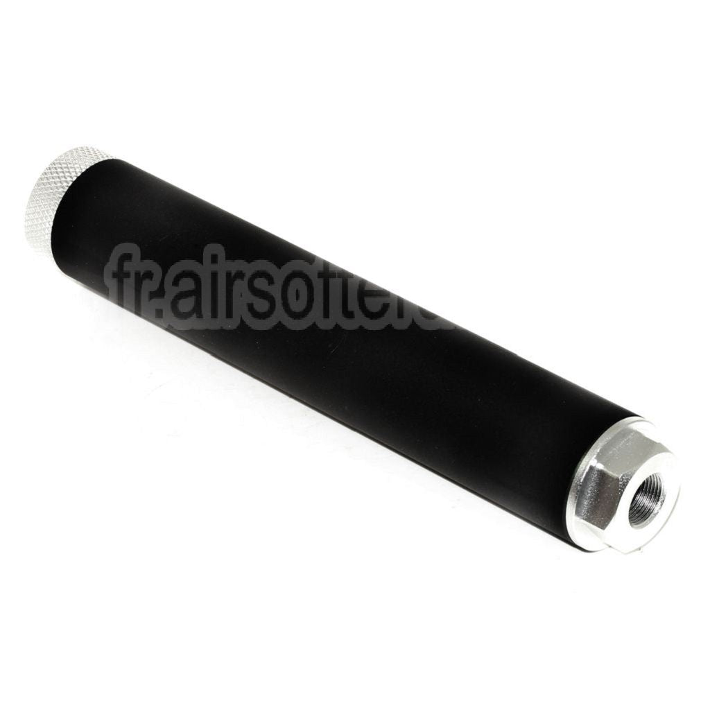 DOUBLE BELL 194mm/204mm x 35mm Silencieux Convient pour -14mm CCW sens antihoraire Fusil Airsoft Noir/Argent