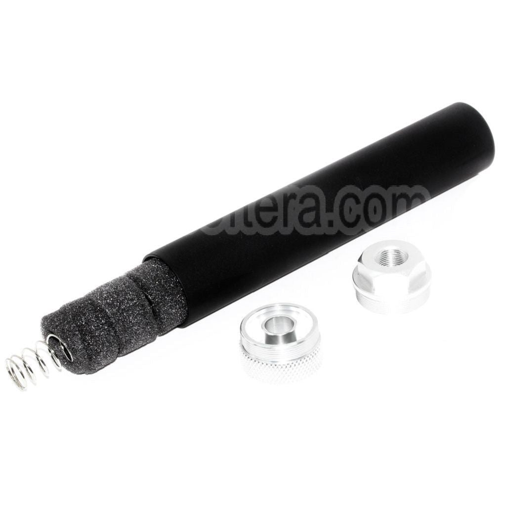 DOUBLE BELL 194mm/204mm x 35mm Silencieux Convient pour -14mm CCW sens antihoraire Fusil Airsoft Noir/Argent
