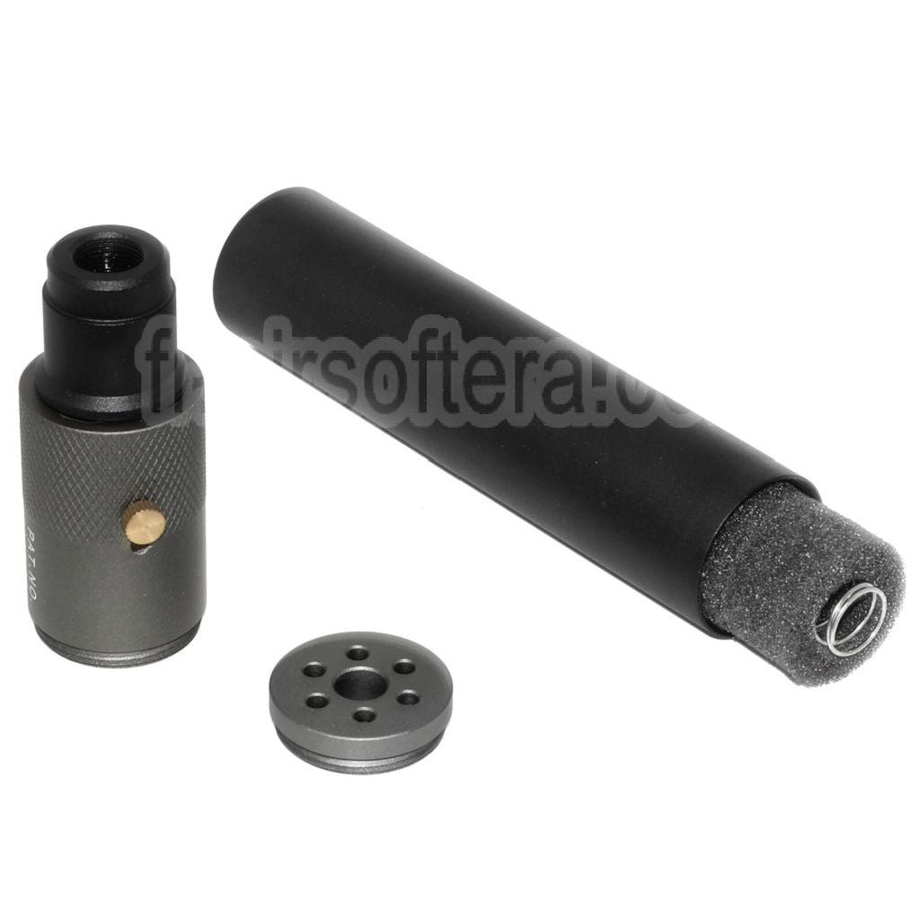 DOUBLE BELL 200mm/230mm x 35mm MPX-M-QD Silencieux avec Frein de Bouche Convient pour -14mm CCW sens antihoraire Canon Fusil Airsoft Noir/Gris