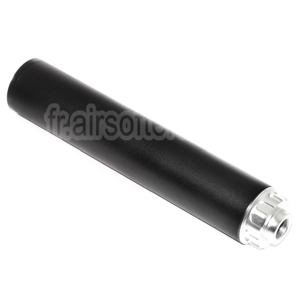 DOUBLE BELL 198mm/204mm x 43mm Silencieux Convient pour -14mm CCW sens antihoraire Fusil Airsoft Noir/Argent