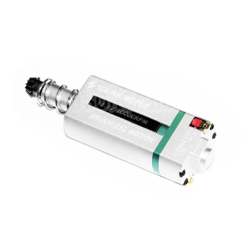 SOLINK Ultra-Mince Sans Balai Super Couple élevé Moteur (Long Axe) 11.1V 30000RPM Convient pour M4 M16 MP5 G3 P90 Série V2 Vitesse Boîte AEG Fusil Airsoft
