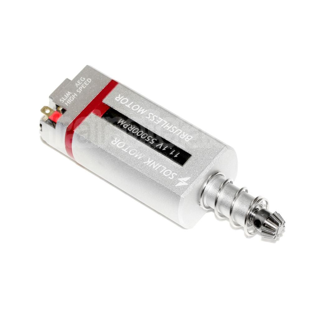 SOLINK Ultra-Mince Sans Balai Super Grande Vitesse Moteur (Long Axe) 11.1V 55000RPM Convient pour M4 M16 MP5 G3 P90 Série V2 Vitesse Boîte AEG Fusil Airsoft