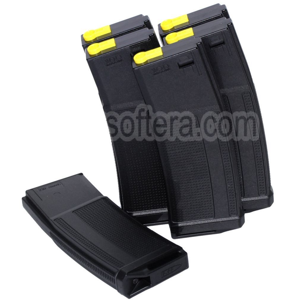 CYMA 6 Pièces Pack EMG Daniel Defense 230 Billes Polymère Mid-Cap Chargeur Convient pour M4 M16 Série AEG Fusil Airsoft Noir