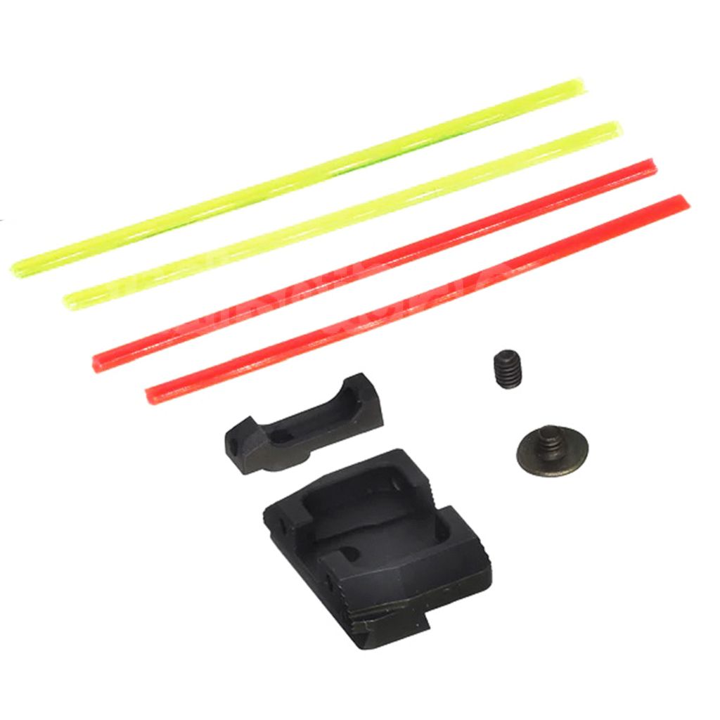 Guns Modify GM CNC Acier Low Profile Fibre Optique Guidon Hausse Set Convient pour Umarex VFC G-Série Version.1 GBB Pistolet Airsoft