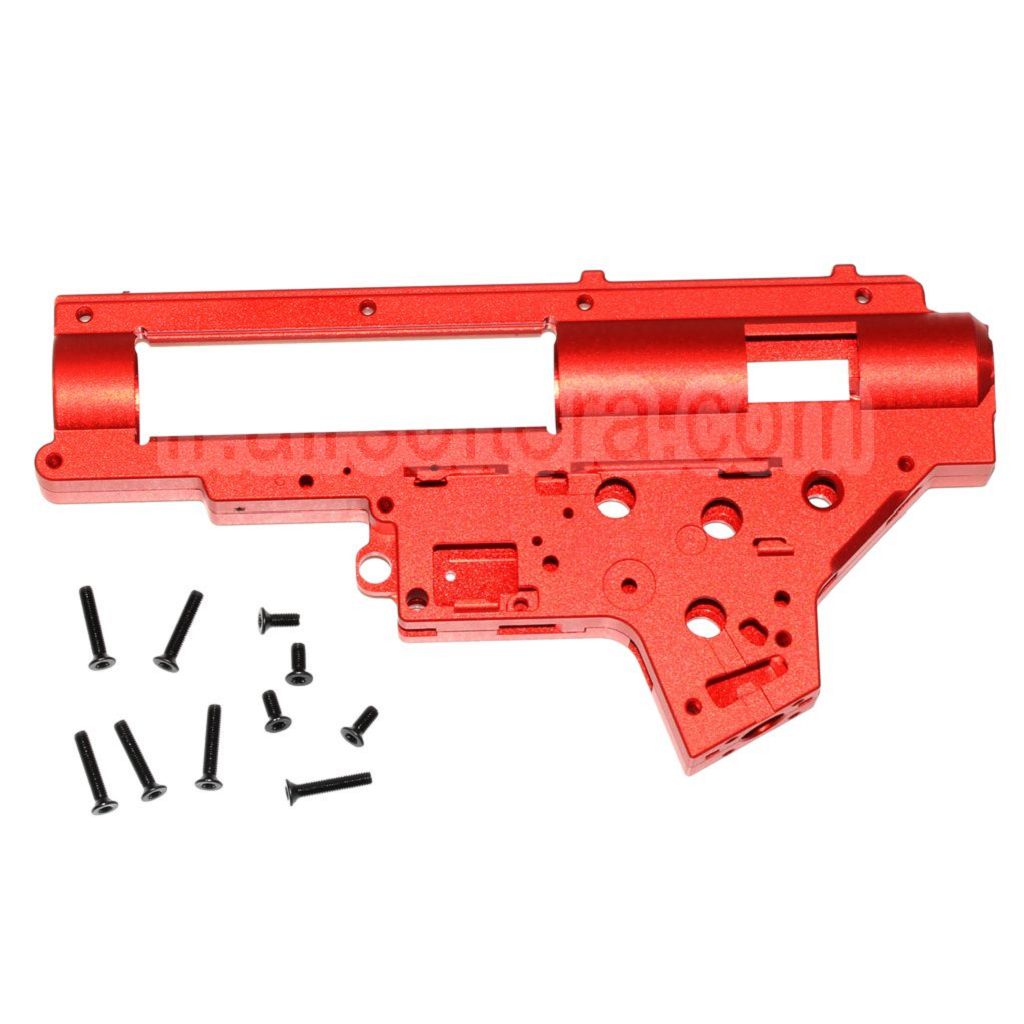 CYMA CNC Aluminium 8mm QD Vitesse Boîte Boîtier Convient pour CYMA Platinum Série SR25 QBS Série AEG Fusil Airsoft Rouge