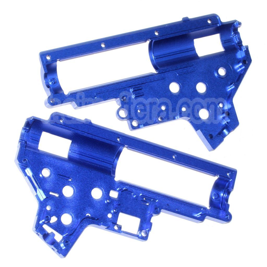 CYMA CNC Aluminium 8mm QD Vitesse Boîte Boîtier Convient pour CYMA Platinum Série M4 QBS Série AEG Fusil Airsoft Bleu