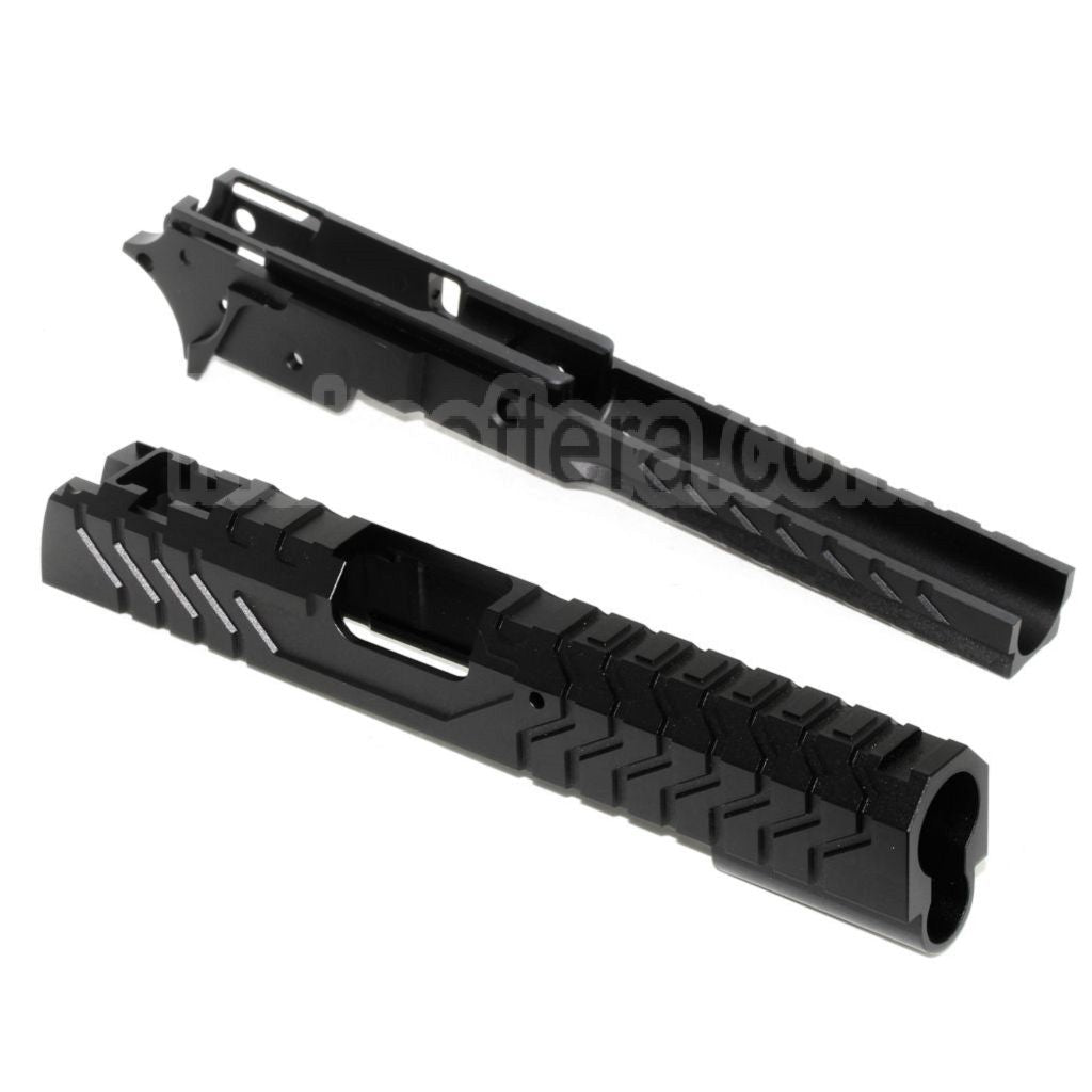 5KU CNC Aluminium Matrix Style Glissière et Milieu Châssis Set Convient pour Tokyo Marui Hi-Capa Série GBB Pistolet Airsoft
