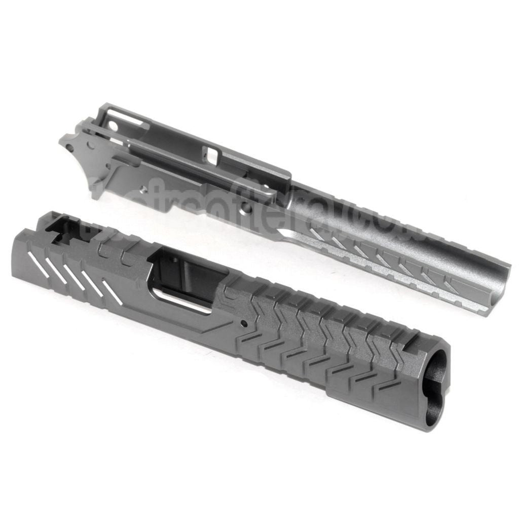 5KU CNC Aluminium Matrix Style Glissière et Milieu Châssis Set Convient pour Tokyo Marui Hi-Capa Série GBB Pistolet Airsoft