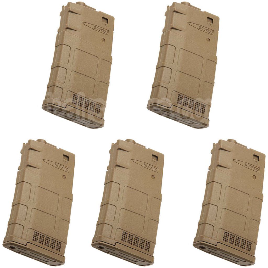 ARES 5 Pièces 130 Billes Mid-Cap Chargeur Convient pour ARES AR308 SR25 M110 Série AEG Fusil Airsoft