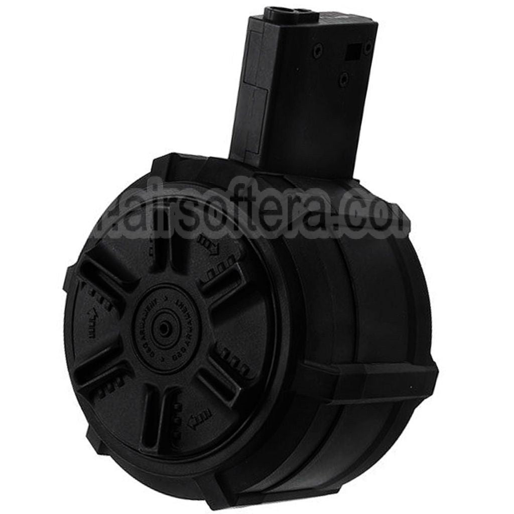 G&amp;G 2300 Billes Polymère Chargeur Tambour Convient pour G&amp;G M4 M16 Série AEG Fusil Airsoft Noir