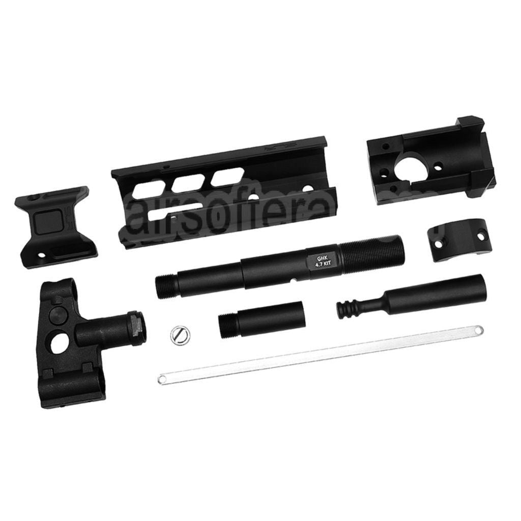 Dytac SLR Rifleworks 125mm 4.7 Pouces ION Lite M-LOK Extended Rail de Garde-Main Kit avec Canon Extérieur Convient pour GHK AK Série GBB Fusil Airsoft Noir