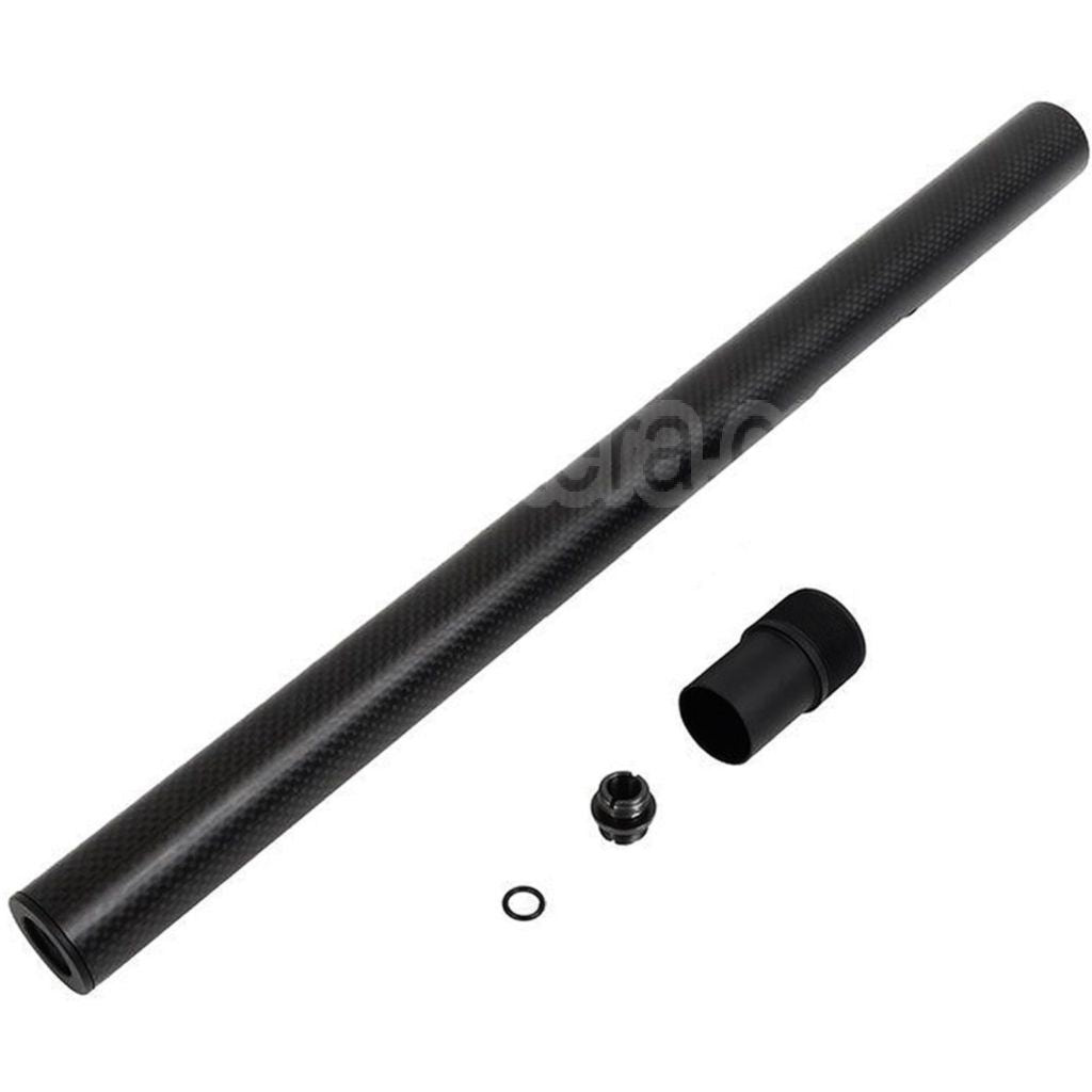 Laylax PSS 421mm Carbone Fiber Canon Extérieur Convient pour Tokyo Marui VSR-10 G-Spec Série Bolt Action Sniper Airsoft Noir