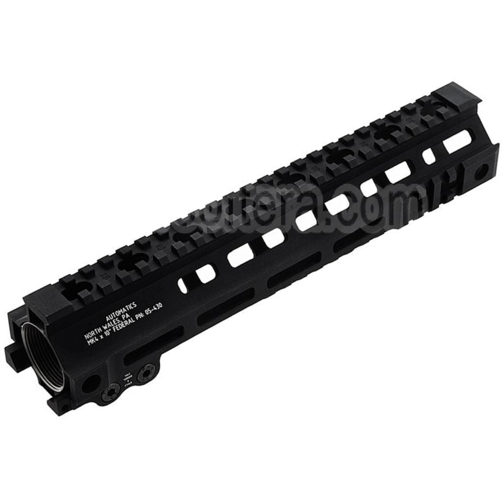 Z-Parts Aluminium 255mm 10 Pouces MK4 M-LOK Rail de Garde-Main avec Barrel Nut Convient pour GHK M4 Série GBB Fusil Airsoft Noir