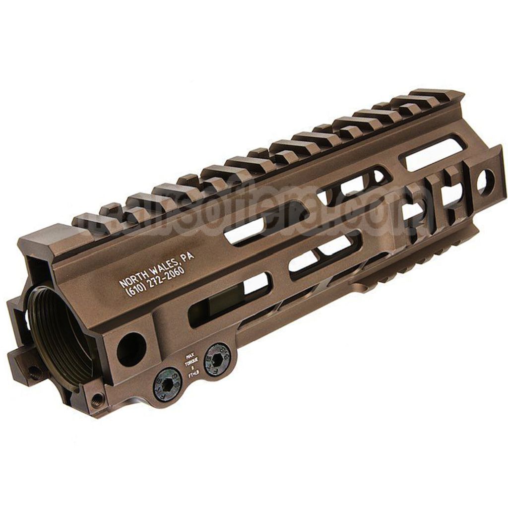 Z-Parts Aluminium 185mm 7 Pouces MK4 M-LOK Rail de Garde-Main avec Barrel Nut Convient pour GHK M4 Série GBB Fusil Airsoft Tan
