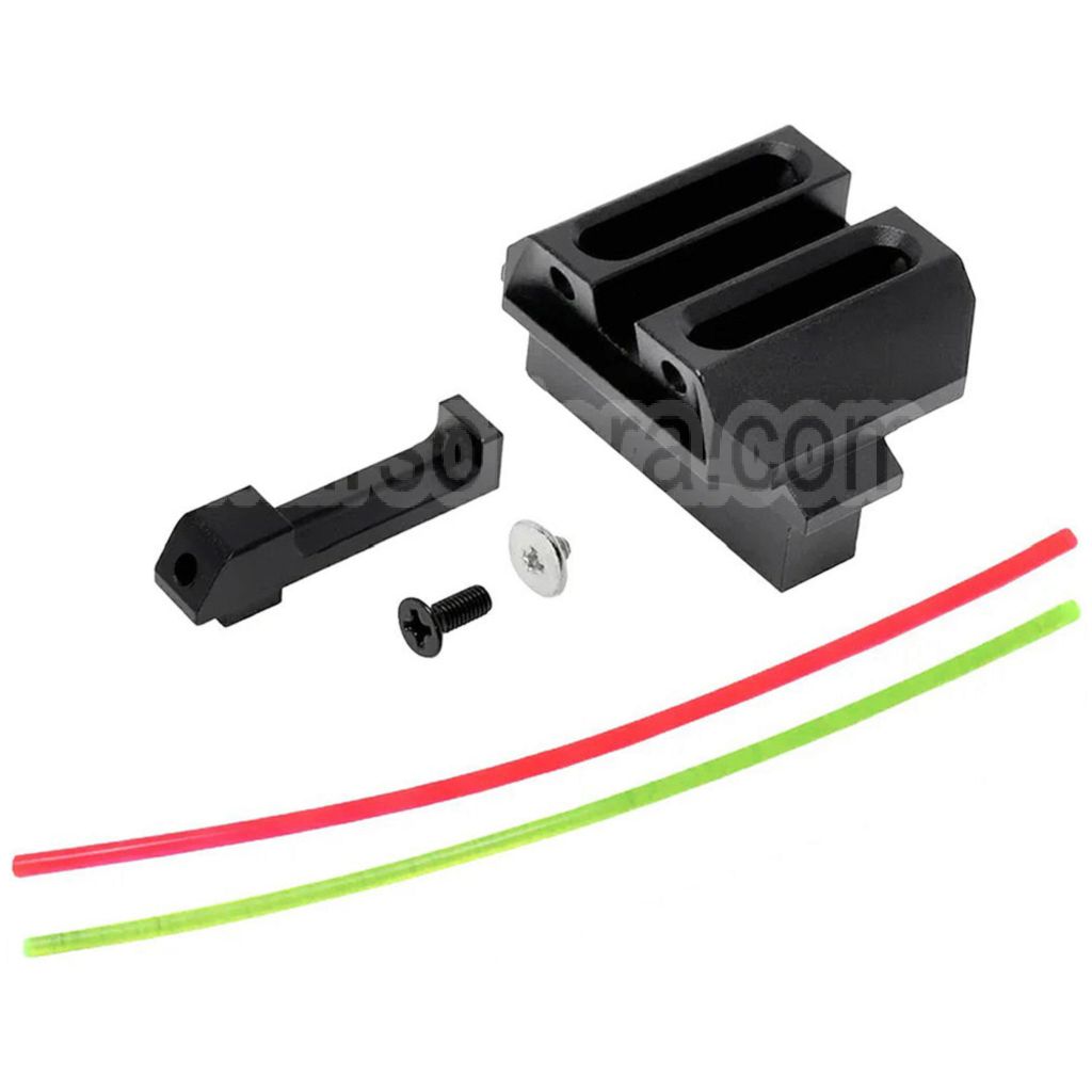 AIP Guidon Hausse Fixe Carry Visée Fibre Optique Aluminium Convient pour Tokyo Marui G17 Série GBB Pistolet Airsoft