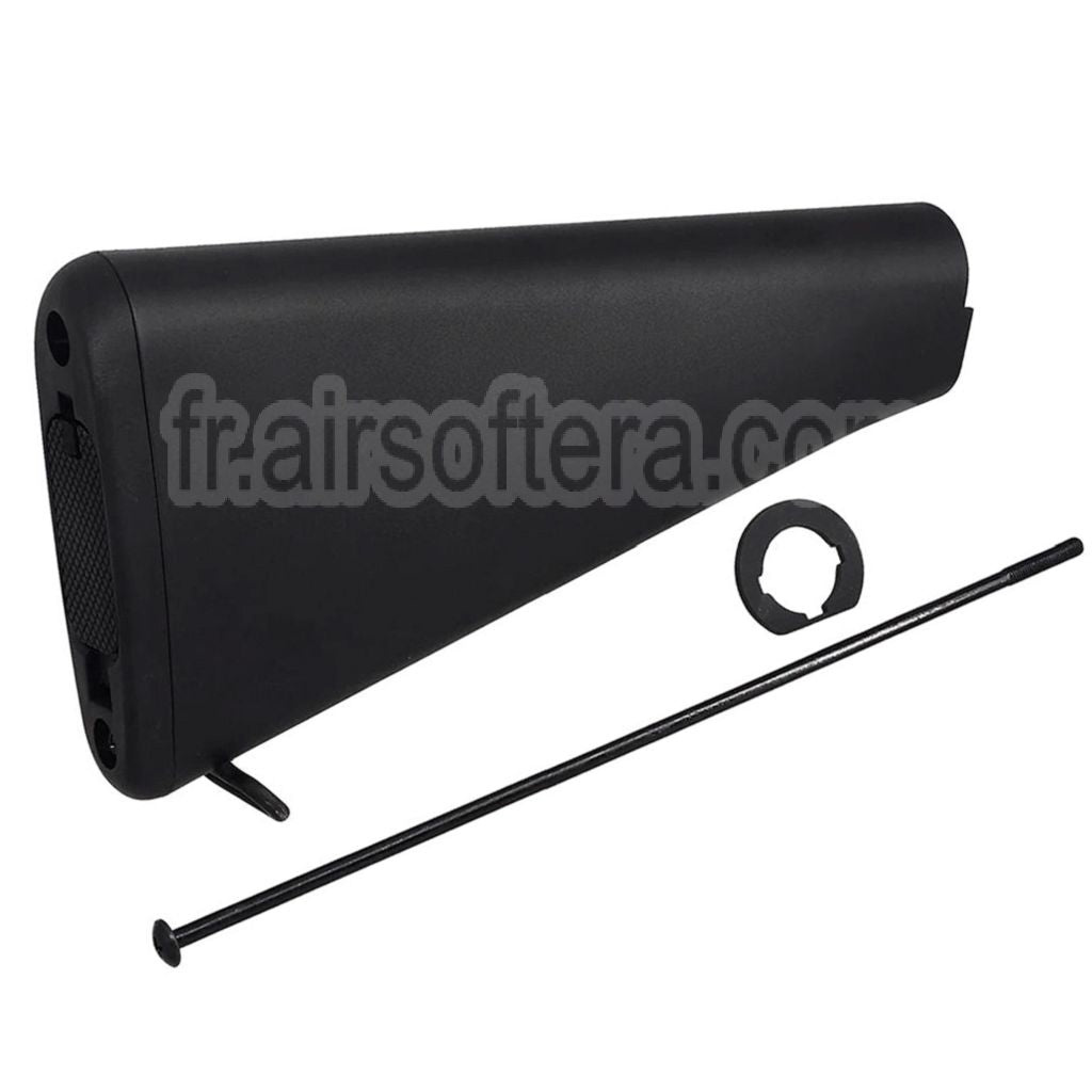 E&amp;C Polymère M16A1 Crosse Fixe Convient pour E&amp;C M4 M16 Série AEG Fusil Airsoft Noir