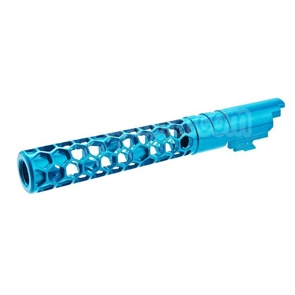 Dr. Black CNC 6063 Aluminium 5 Pouces 125mm Favos Style Canon Extérieur +11mm CW sens horaire Convient pour Armorer Works AW WE-TECH Tokyo Marui Hi-Capa 5.1 Série GBB Pistolet Airsoft