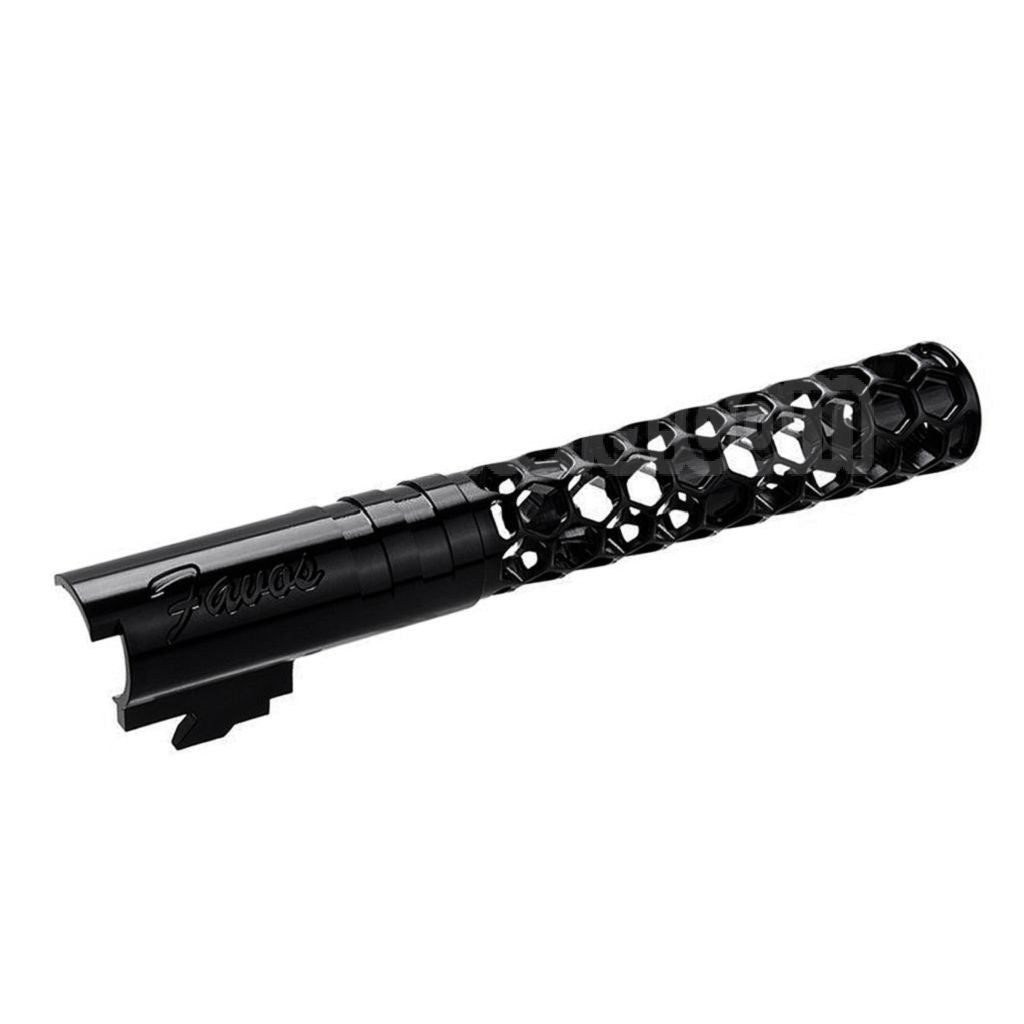 Dr. Black CNC 6063 Aluminium 5 Pouces 125mm Favos Style Canon Extérieur +11mm CW sens horaire Convient pour Armorer Works AW WE-TECH Tokyo Marui Hi-Capa 5.1 Série GBB Pistolet Airsoft