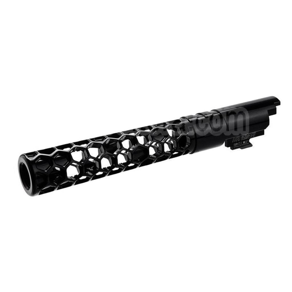 Dr. Black CNC 6063 Aluminium 5 Pouces 125mm Favos Style Canon Extérieur +11mm CW sens horaire Convient pour Armorer Works AW WE-TECH Tokyo Marui Hi-Capa 5.1 Série GBB Pistolet Airsoft