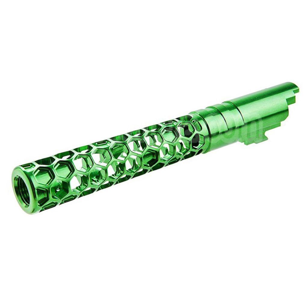 Dr. Black CNC 6063 Aluminium 5 Pouces 125mm Favos Style Canon Extérieur +11mm CW sens horaire Convient pour Armorer Works AW WE-TECH Tokyo Marui Hi-Capa 5.1 Série GBB Pistolet Airsoft