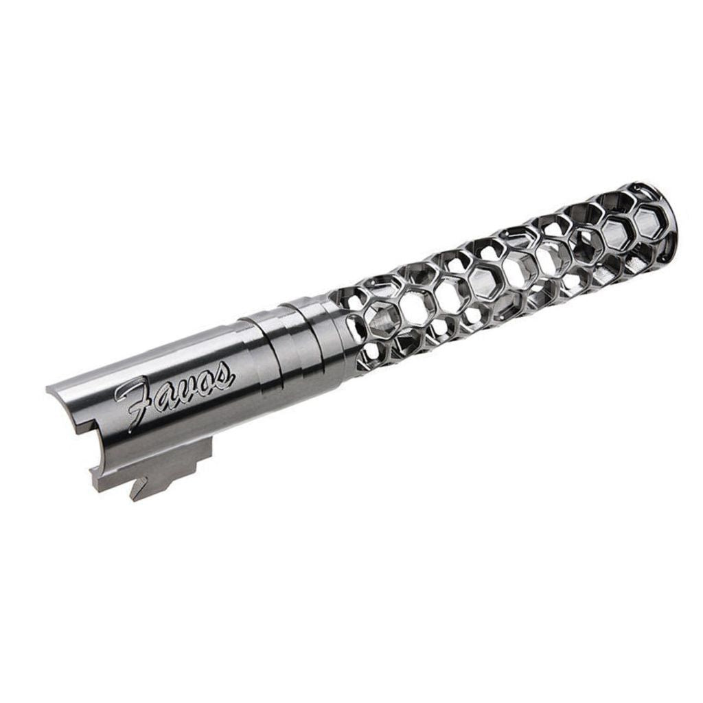 Dr. Black CNC 6063 Aluminium 5 Pouces 125mm Favos Style Canon Extérieur +11mm CW sens horaire Convient pour Armorer Works AW WE-TECH Tokyo Marui Hi-Capa 5.1 Série GBB Pistolet Airsoft