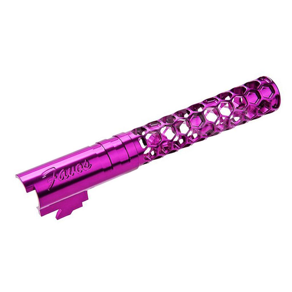 Dr. Black CNC 6063 Aluminium 5 Pouces 125mm Favos Style Canon Extérieur +11mm CW sens horaire Convient pour Armorer Works AW WE-TECH Tokyo Marui Hi-Capa 5.1 Série GBB Pistolet Airsoft