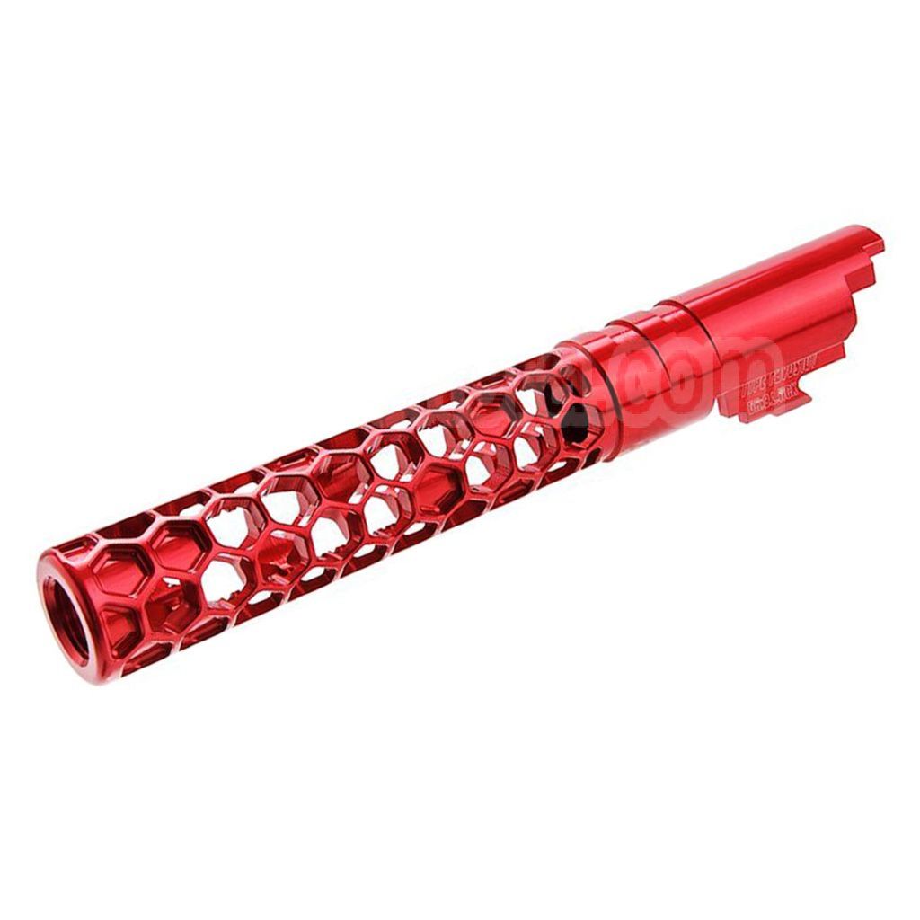 Dr. Black CNC 6063 Aluminium 5 Pouces 125mm Favos Style Canon Extérieur +11mm CW sens horaire Convient pour Armorer Works AW WE-TECH Tokyo Marui Hi-Capa 5.1 Série GBB Pistolet Airsoft