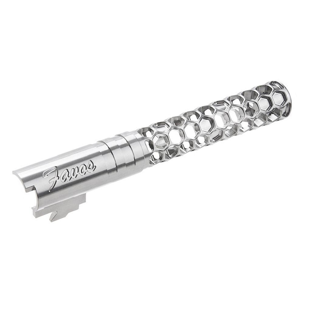 Dr. Black CNC 6063 Aluminium 5 Pouces 125mm Favos Style Canon Extérieur +11mm CW sens horaire Convient pour Armorer Works AW WE-TECH Tokyo Marui Hi-Capa 5.1 Série GBB Pistolet Airsoft