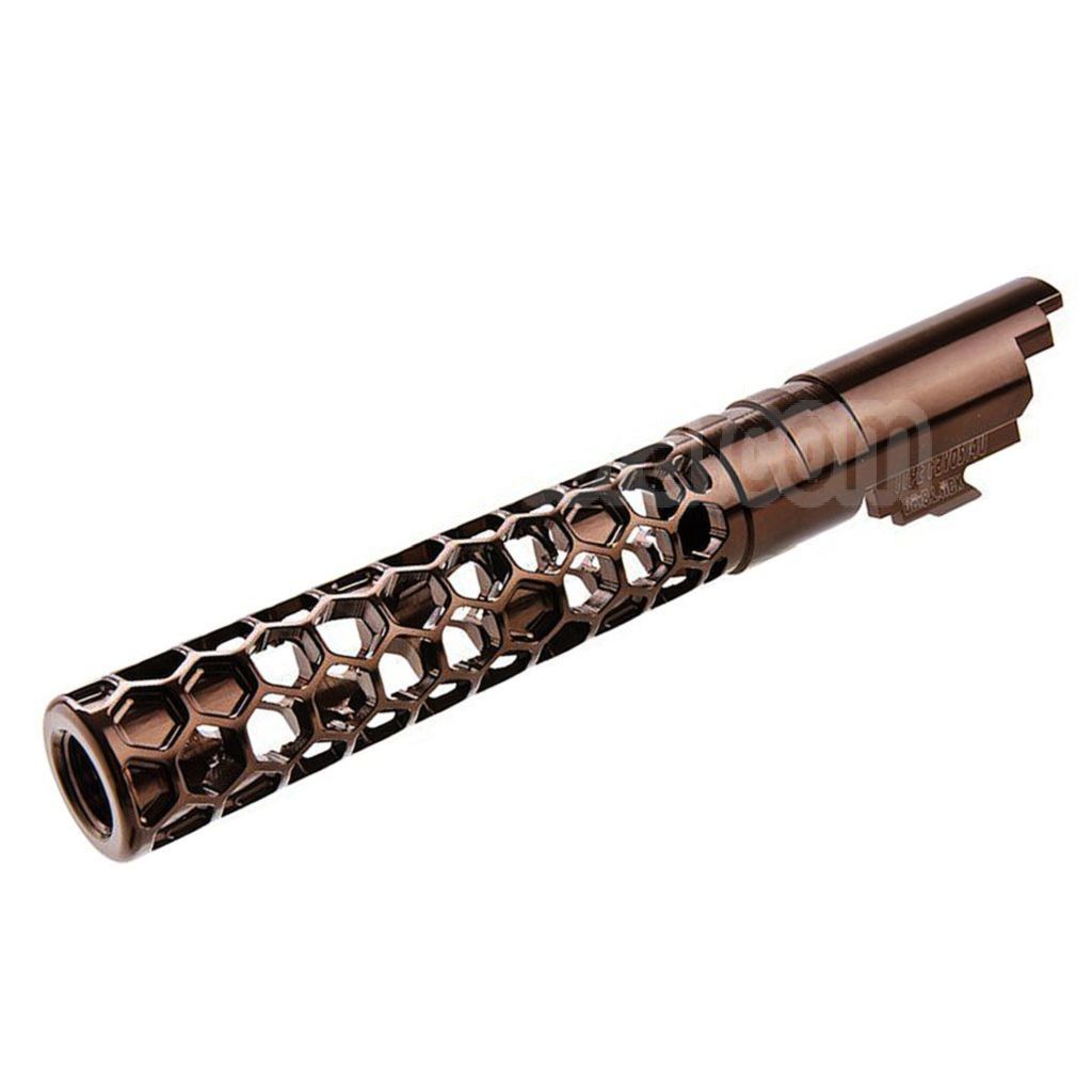 Dr. Black CNC 6063 Aluminium 5 Pouces 125mm Favos Style Canon Extérieur +11mm CW sens horaire Convient pour Armorer Works AW WE-TECH Tokyo Marui Hi-Capa 5.1 Série GBB Pistolet Airsoft