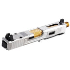 VFC CNC Acier Inoxydable Fowler Industries MKII Complet Haut Glissière Canon Set Convient pour Elite Force VFC G17 Gen5 GBB Pistolet Airsoft Argent