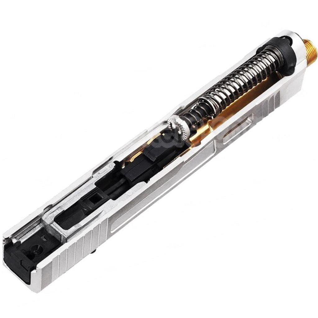 VFC CNC Acier Inoxydable Fowler Industries MKII Complet Haut Glissière Canon Set Convient pour Elite Force VFC G17 Gen5 GBB Pistolet Airsoft Argent